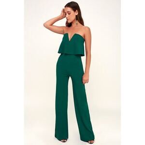 Lulu's Green Strapless Jumpsuit